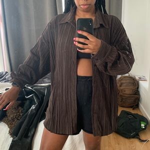 OAK + FORT brown button up